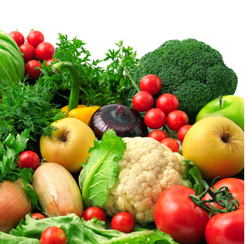 chế độ ăn uống nguyên thủy với nhiều loại rau và một số loại trái cây tươi